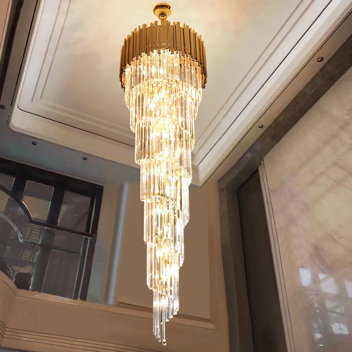 Crystal Round Steel Chandelier – Crystal detail 3
