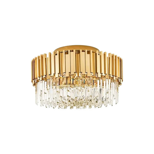 Bourbons Crystal Round Steel Ceiling Light