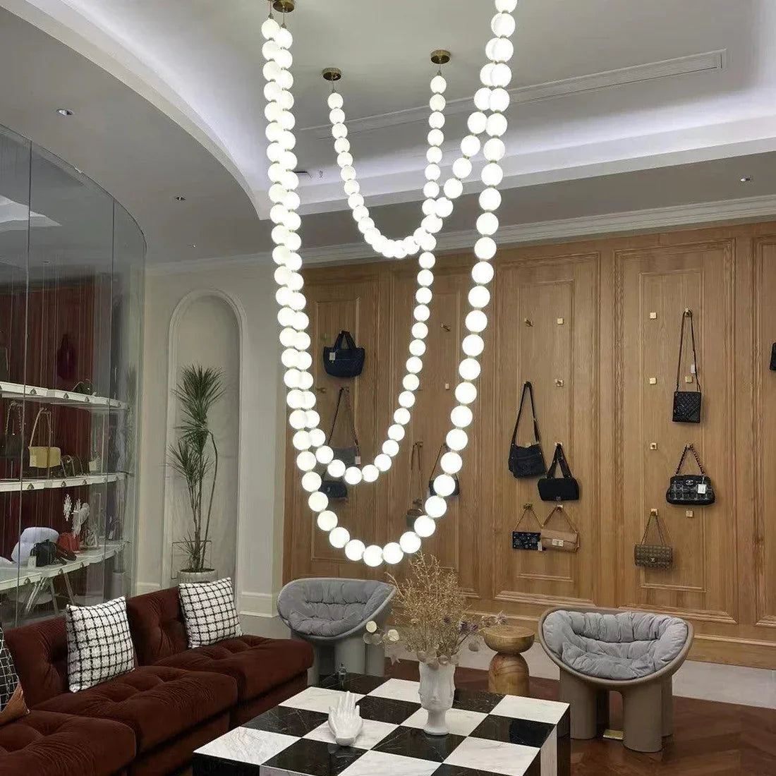 Luxurious Pearl Necklace Brass Chandelier – Brass detail 33