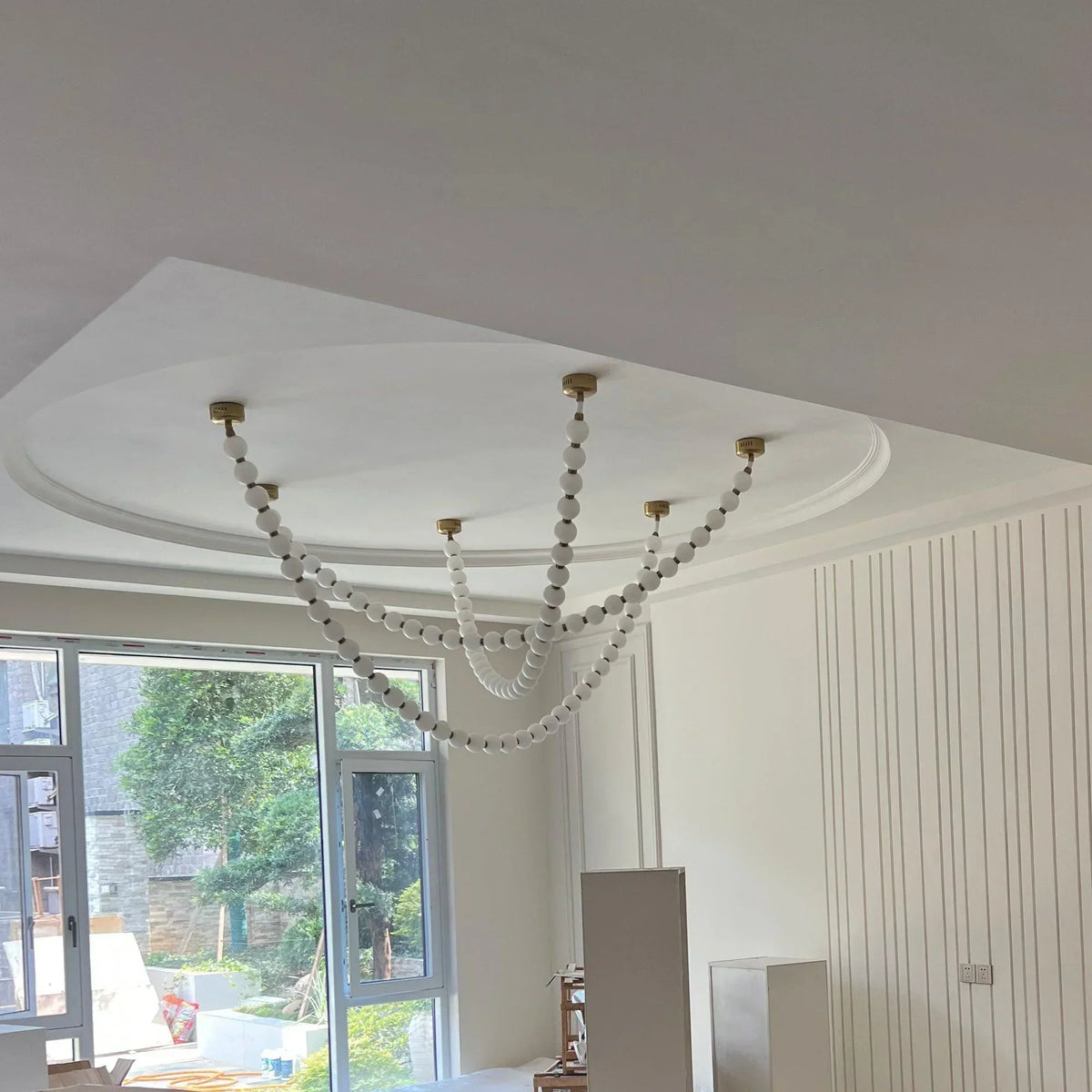 Luxurious Pearl Necklace Brass Chandelier – Brass detail 30