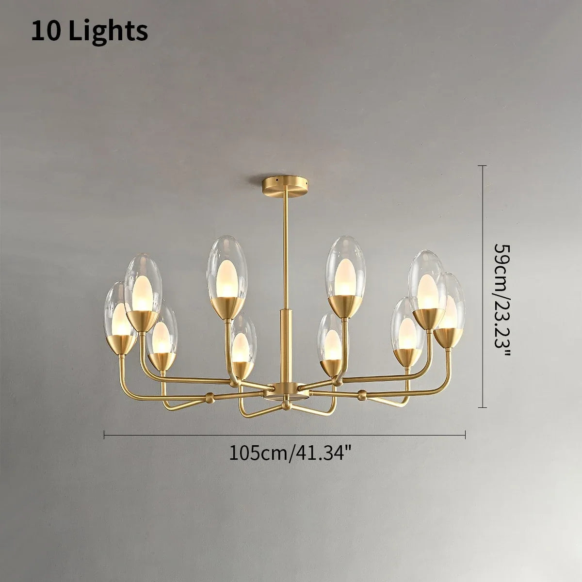 Copper & Transparent Glass Chandelier – Glass detail 13