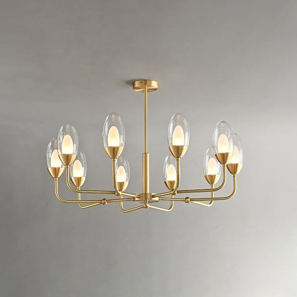 Copper & Transparent Glass Chandelier – Glass detail 12