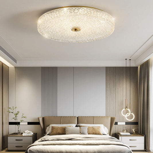 Textured Glass Round Ceiling Light