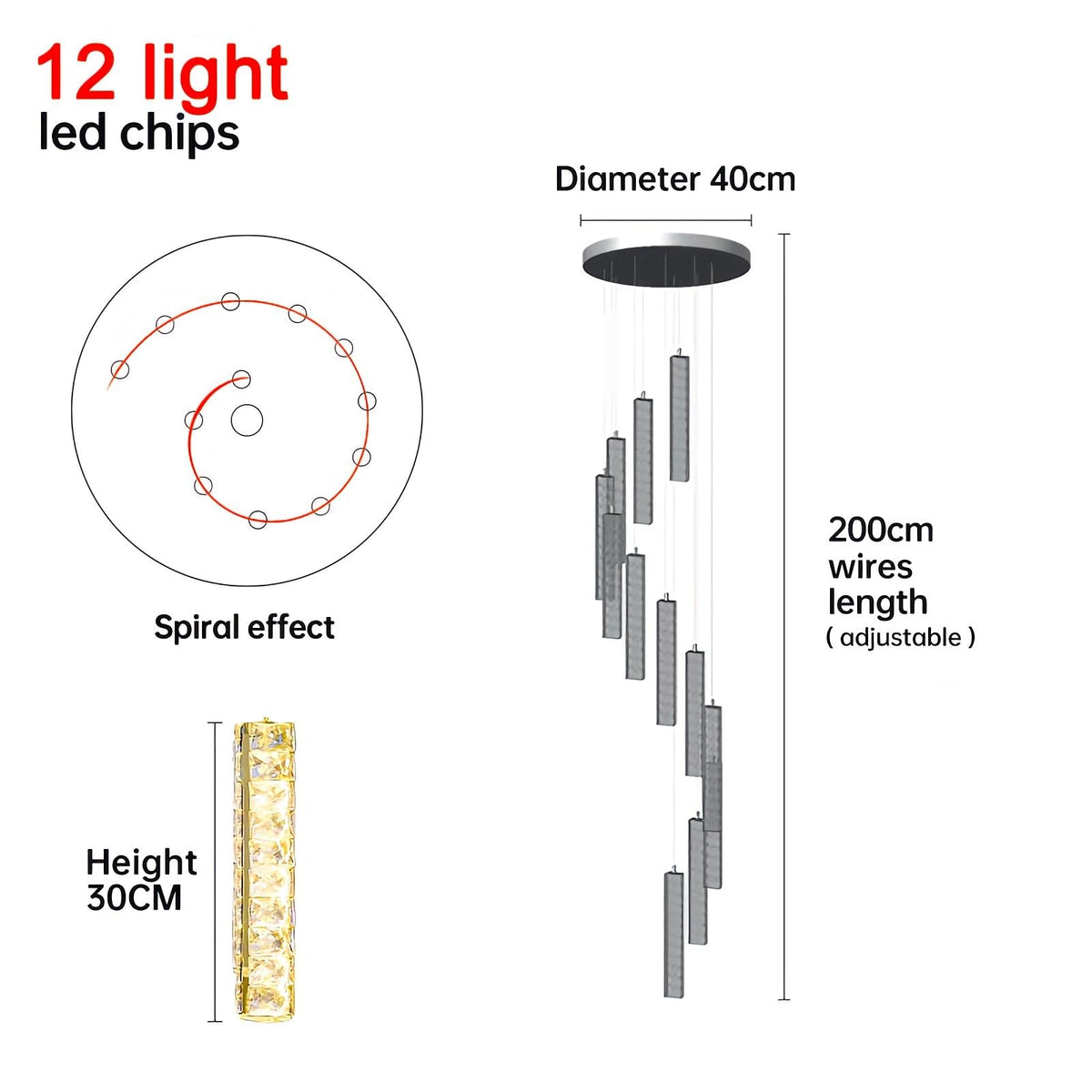 Nordic Crystal LED Chandelier – Crystal detail 31