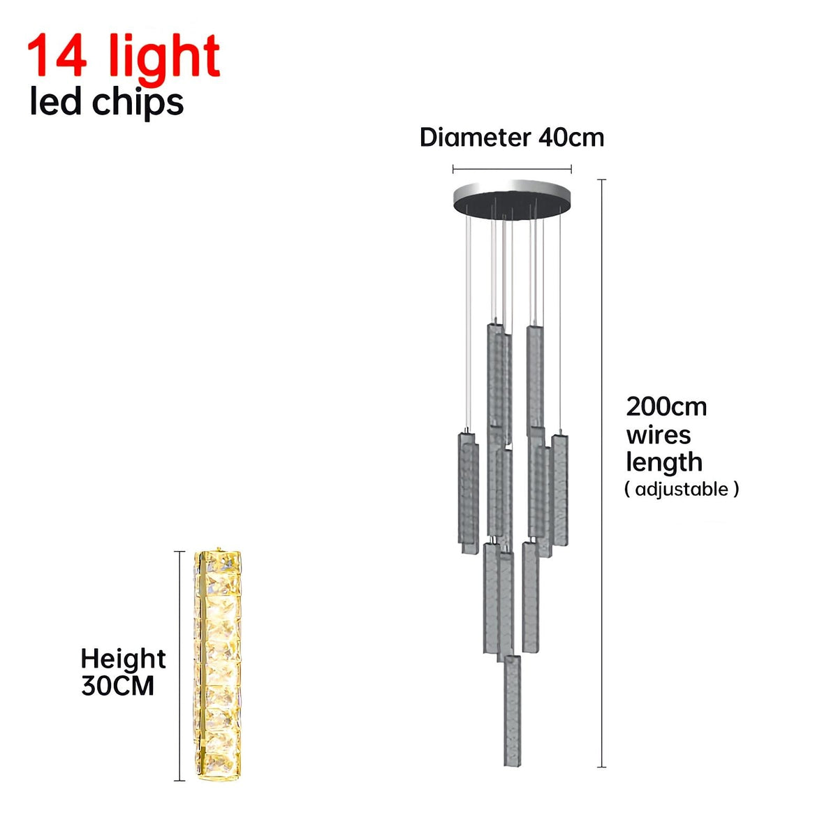 Nordic Crystal LED Chandelier – Crystal detail 32