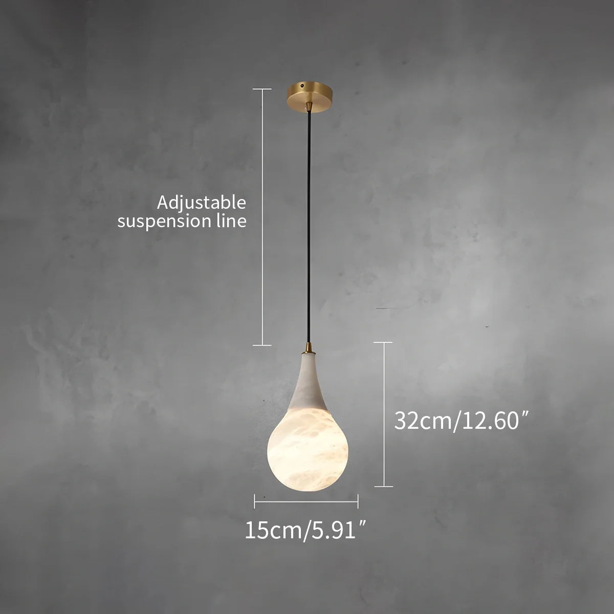 Creative Waterdrop Spanish Alabaster Pendant Light – Alabaster detail 4