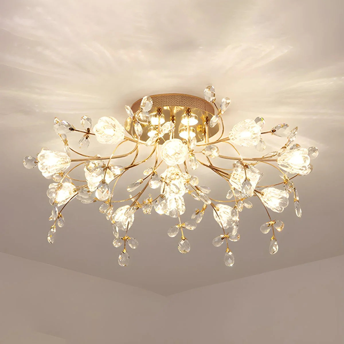Lily Art Deco Flower Ceiling Light for Bedroom – detail 8