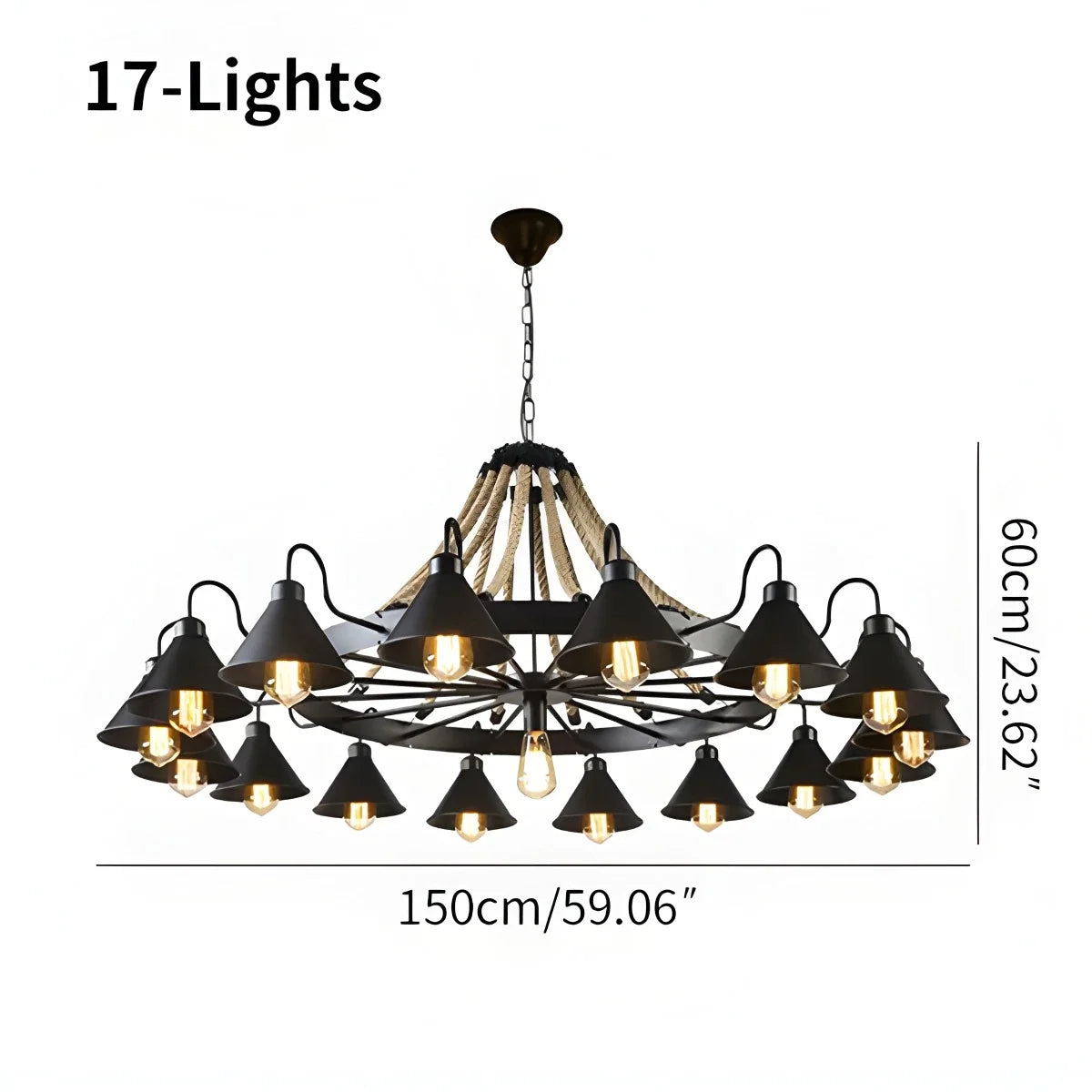Vintage Industrial Rope Chandelier for Dining Area – detail 11