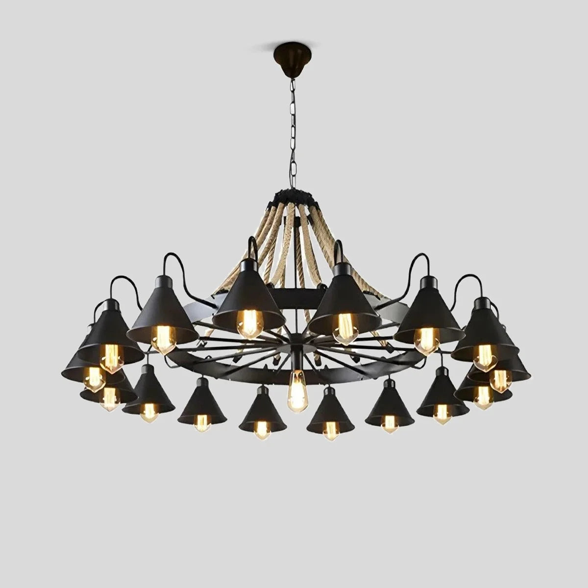 Vintage Industrial Rope Chandelier for Dining Area – detail 10