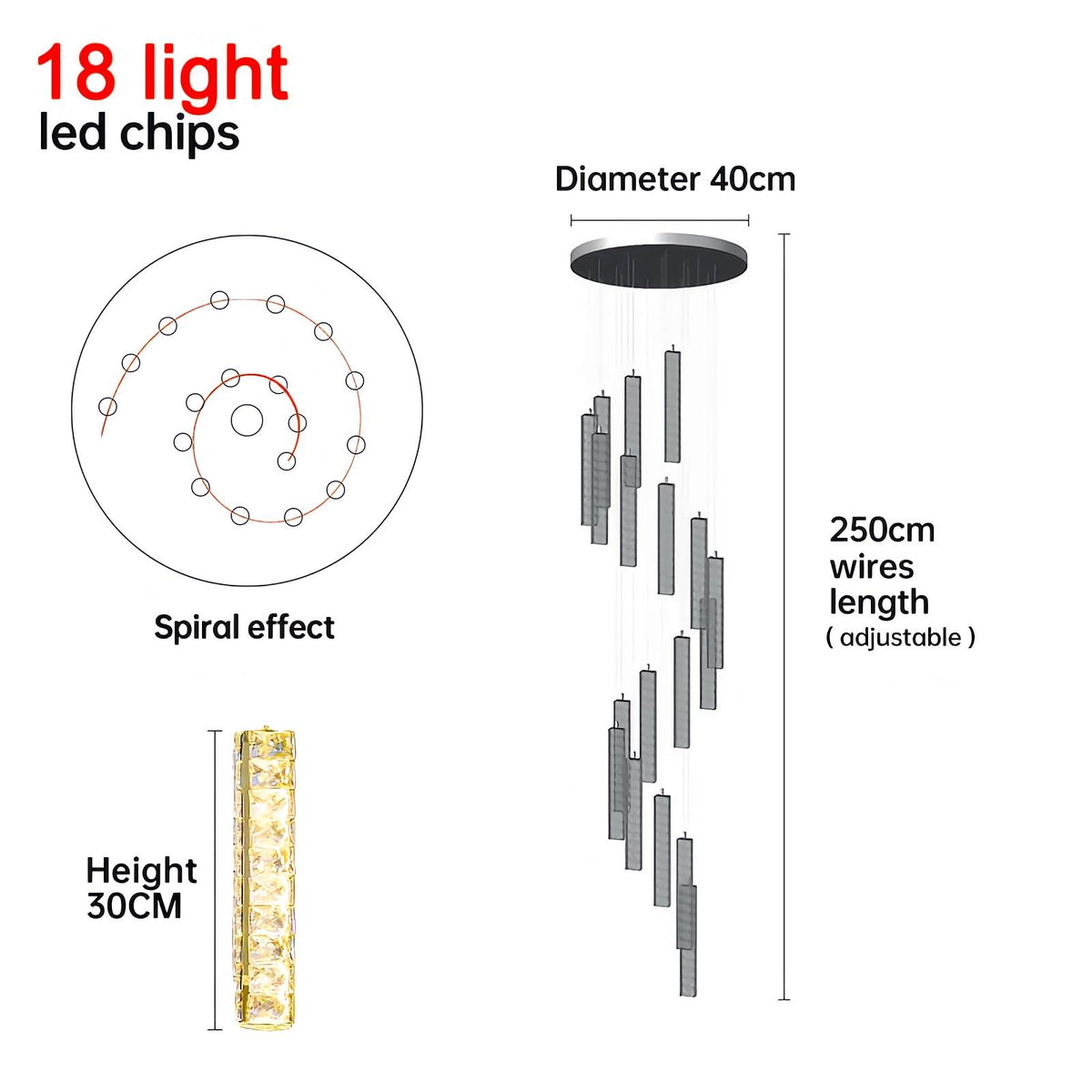 Nordic Crystal LED Chandelier – Crystal detail 34