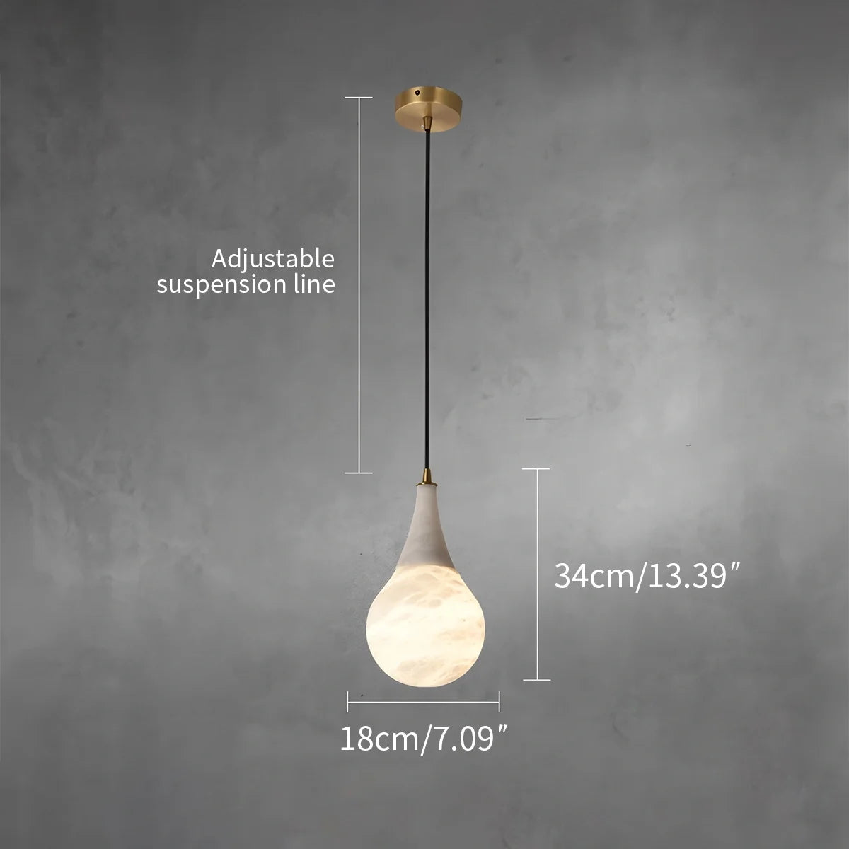 Creative Waterdrop Spanish Alabaster Pendant Light – Alabaster detail 5