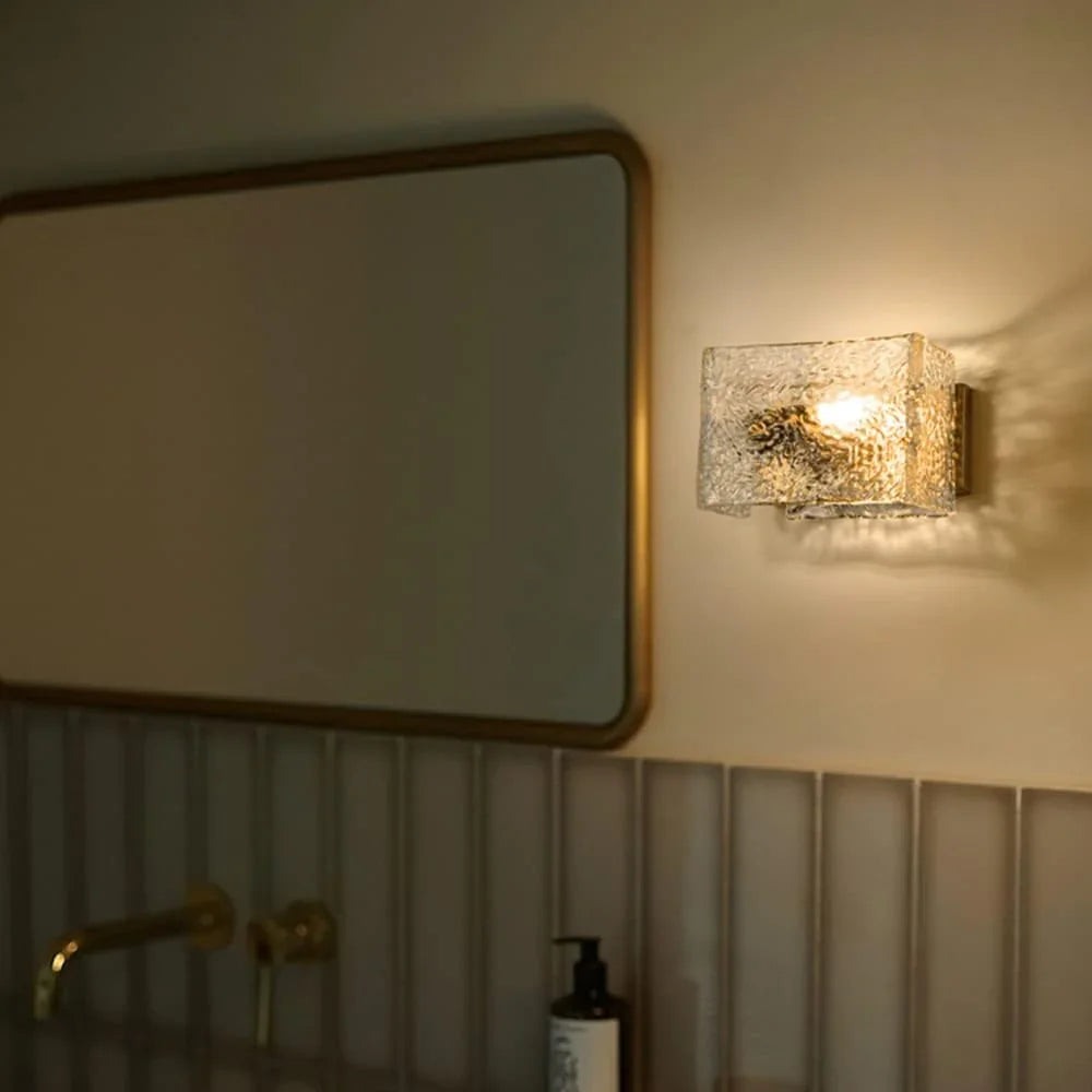 Water Pattern Glass Square Wall Sconce Lamp – Glass detail 5