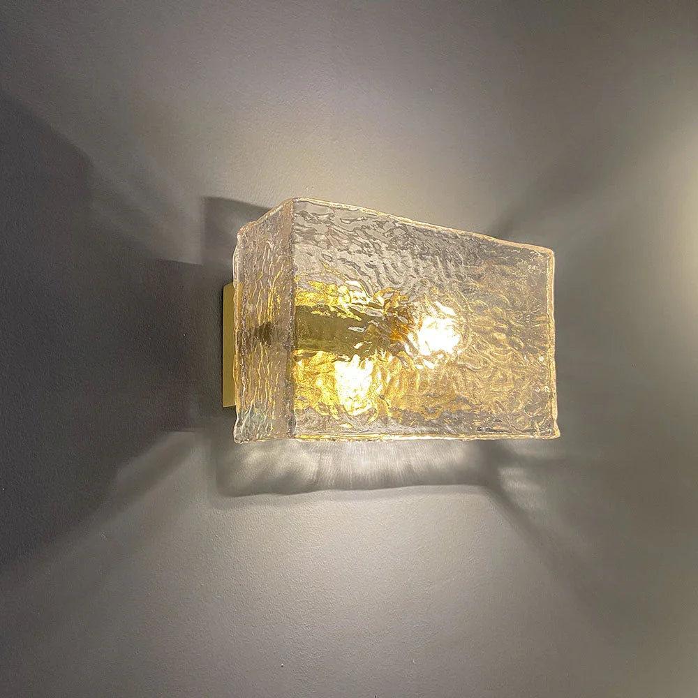 Water Pattern Glass Square Wall Sconce Lamp – Glass detail 12