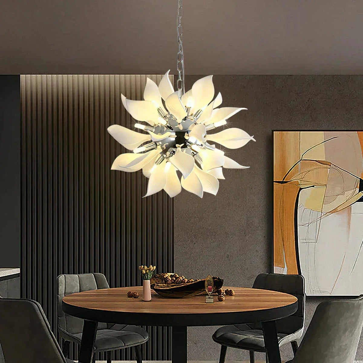 Ceramic Petals Blooming Iron Chandelier – Iron detail 2