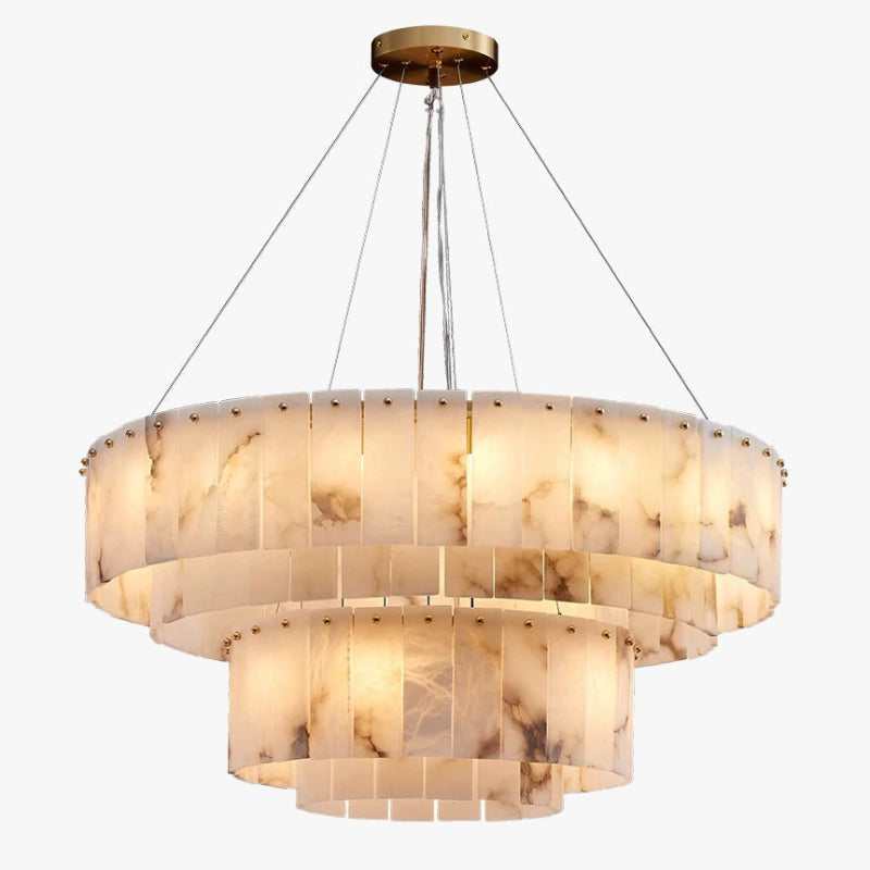 Modern Tiered Ring Alabaster Chandelier – Alabaster detail 2