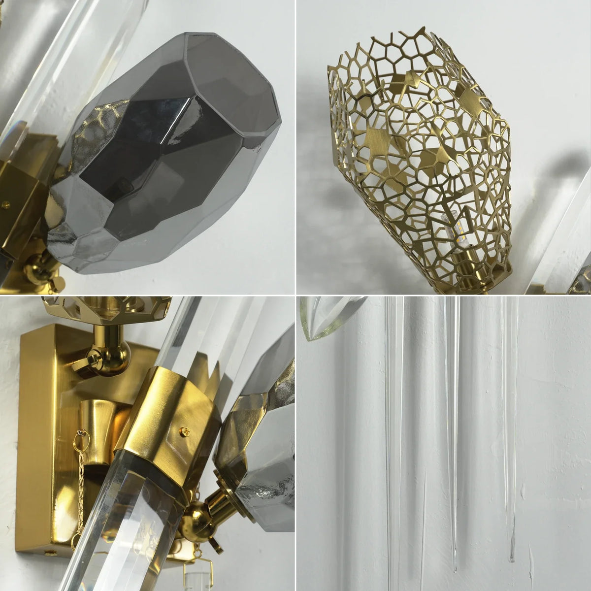 Ottilie Sculptural Crystal Wall Sconce – Crystal detail 9