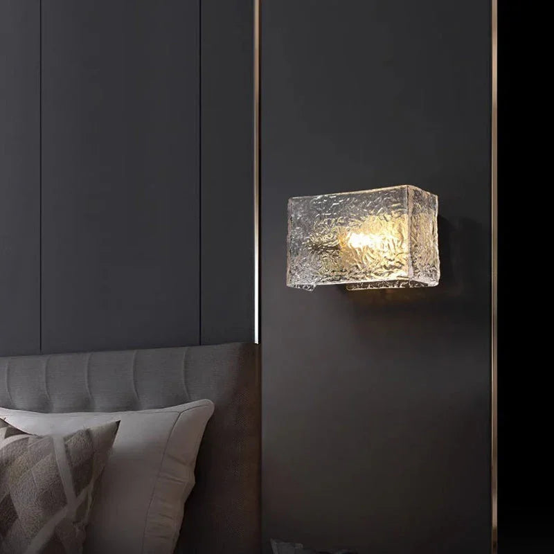 Water Pattern Glass Square Wall Sconce Lamp – Glass detail 4