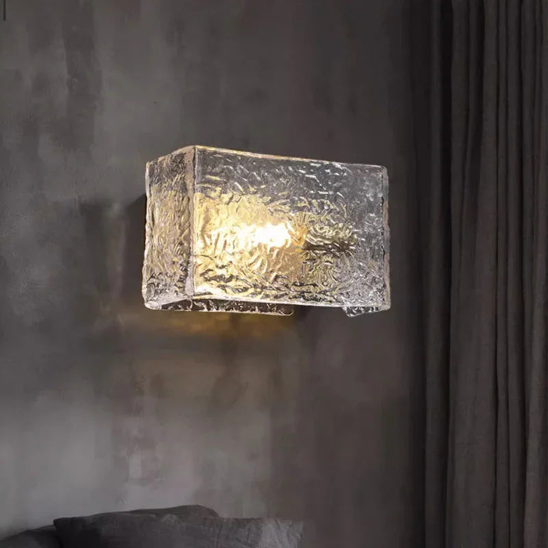 Water Pattern Glass Square Wall Sconce Lamp – Glass detail 7