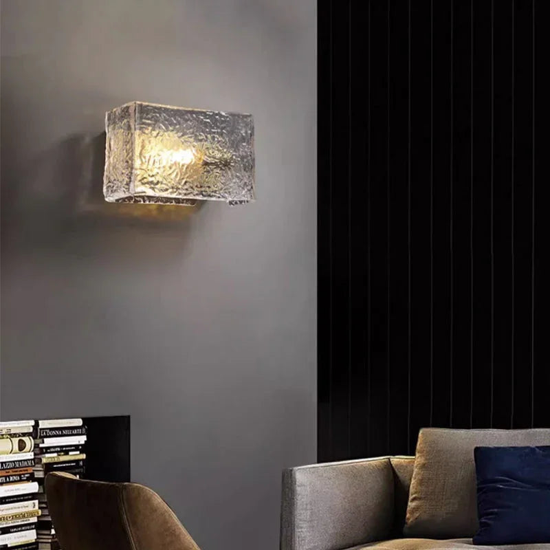 Water Pattern Glass Square Wall Sconce Lamp – Glass detail 6