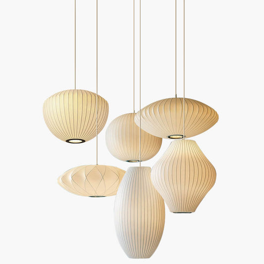 Vintage LED Silk Lantern Pendant Light
