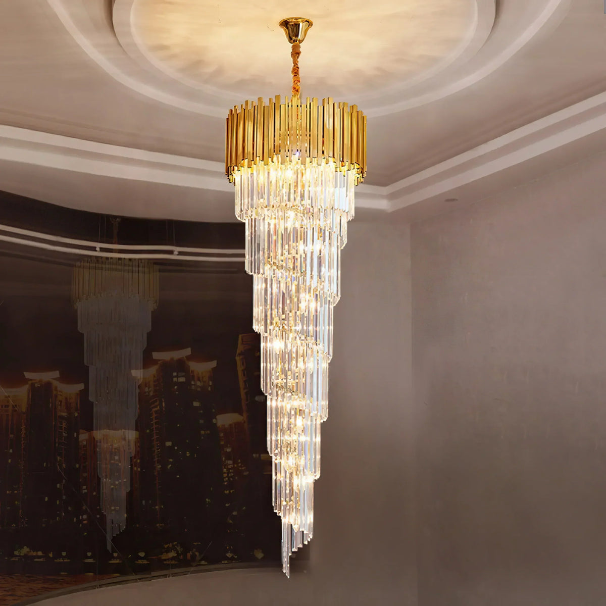 Crystal Round Steel Chandelier – Crystal detail 4