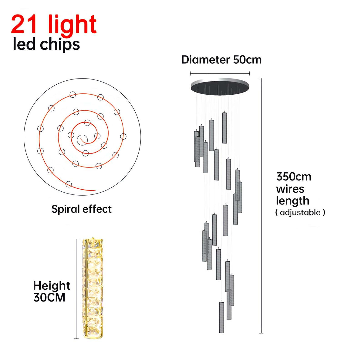 Nordic Crystal LED Chandelier – Crystal detail 37
