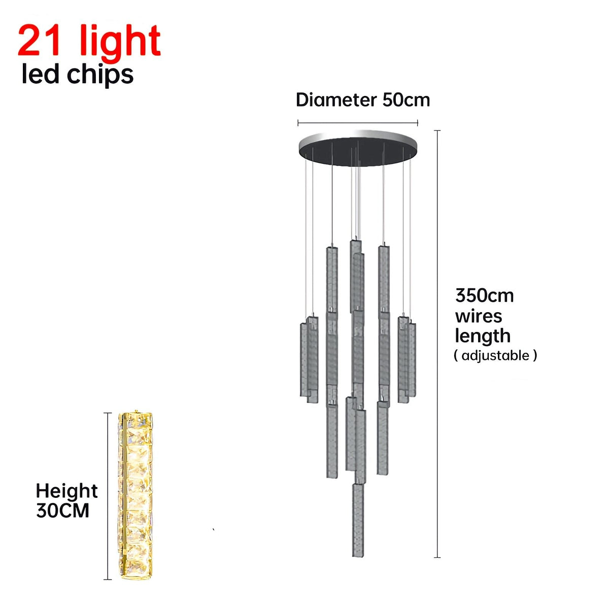 Nordic Crystal LED Chandelier – Crystal detail 36