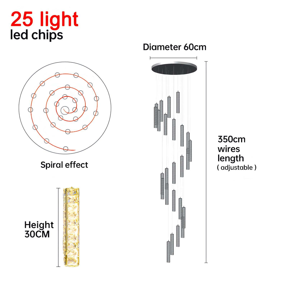 Nordic Crystal LED Chandelier – Crystal detail 39