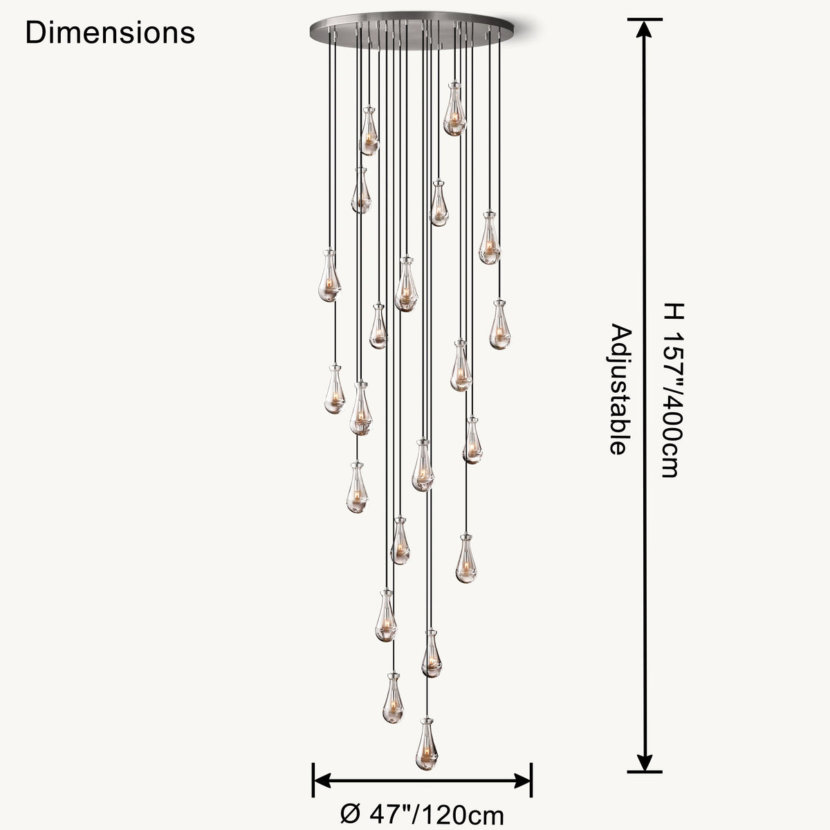Raindrop Glass Chandelier – Glass detail 40