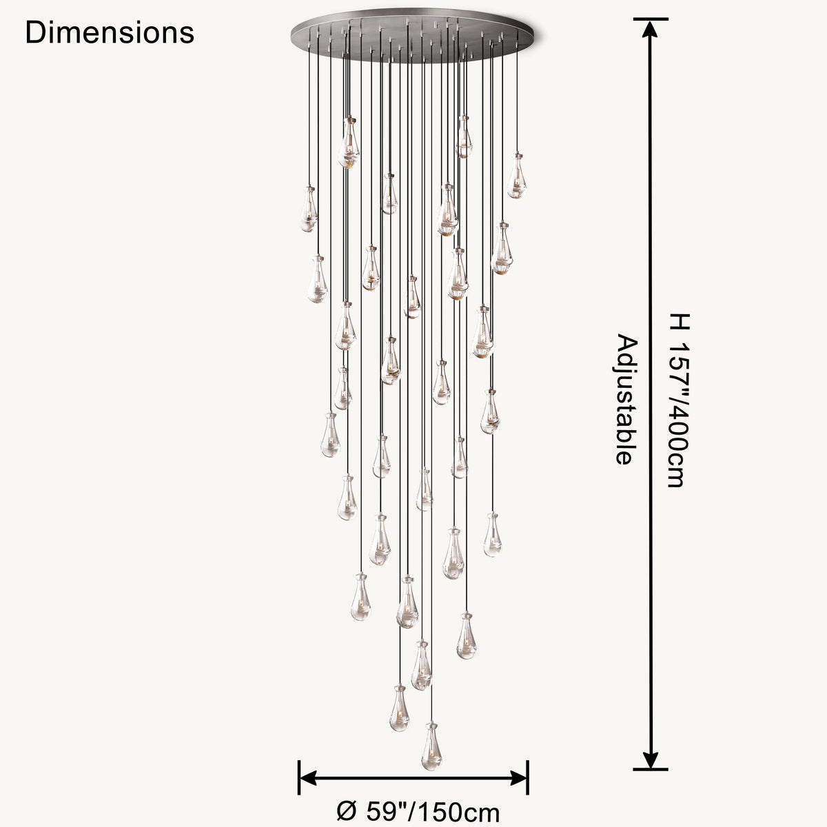 Raindrop Glass Chandelier – Glass detail 44