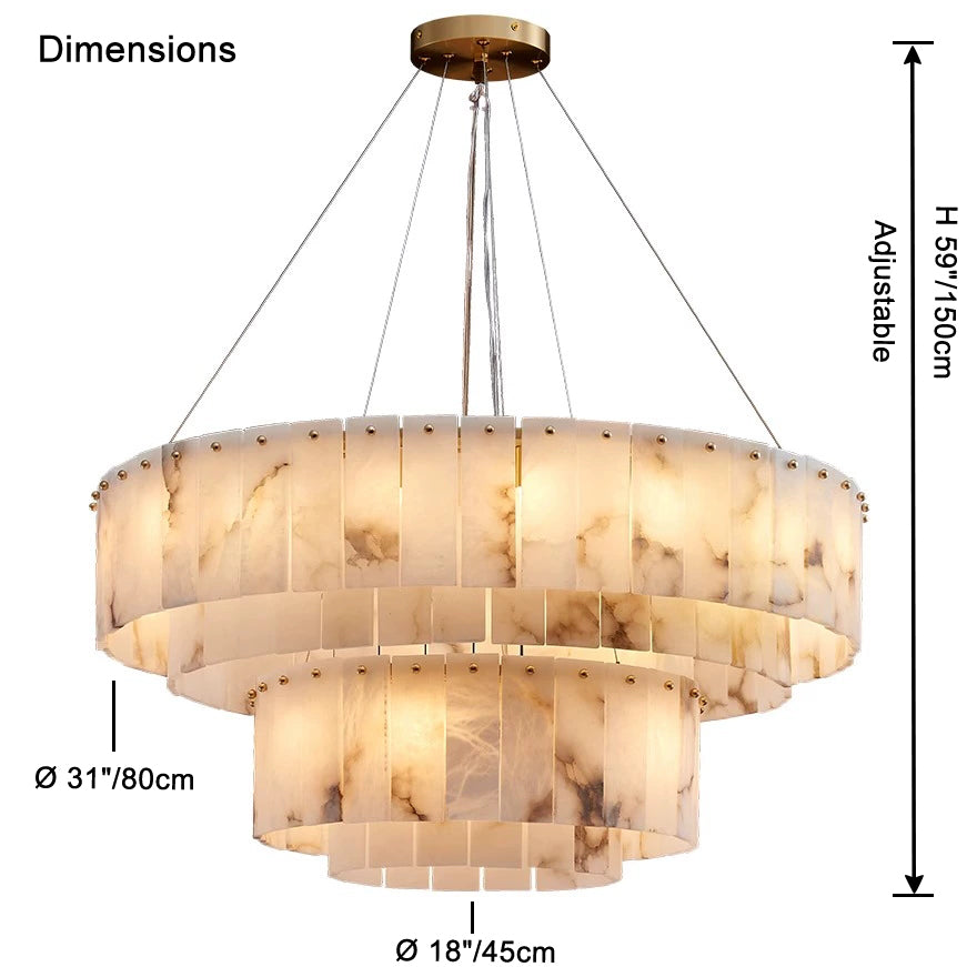 Modern Tiered Ring Alabaster Chandelier – Alabaster detail 9