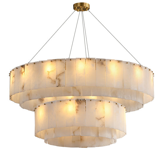 Modern Tiered Ring Alabaster Chandelier – Alabaster detail 10