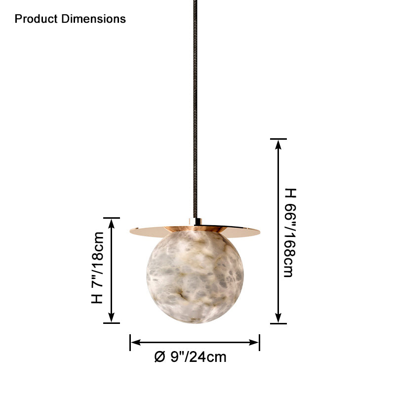 Alabaster Globe Disc Pendant Light – Alabaster detail 9
