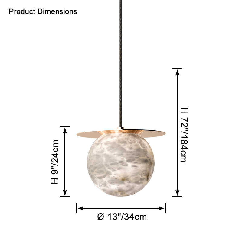 Alabaster Globe Disc Pendant Light – Alabaster detail 11