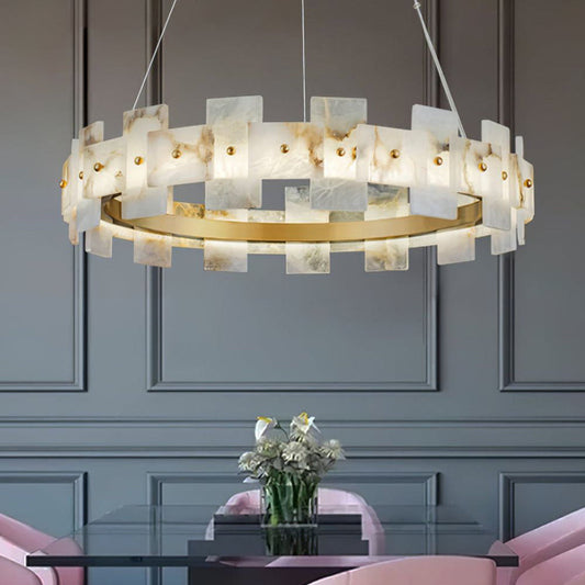 Modern Tiered Alabaster Chandelier