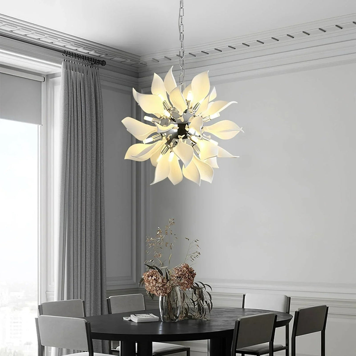 Ceramic Petals Blooming Iron Chandelier – Iron detail 7