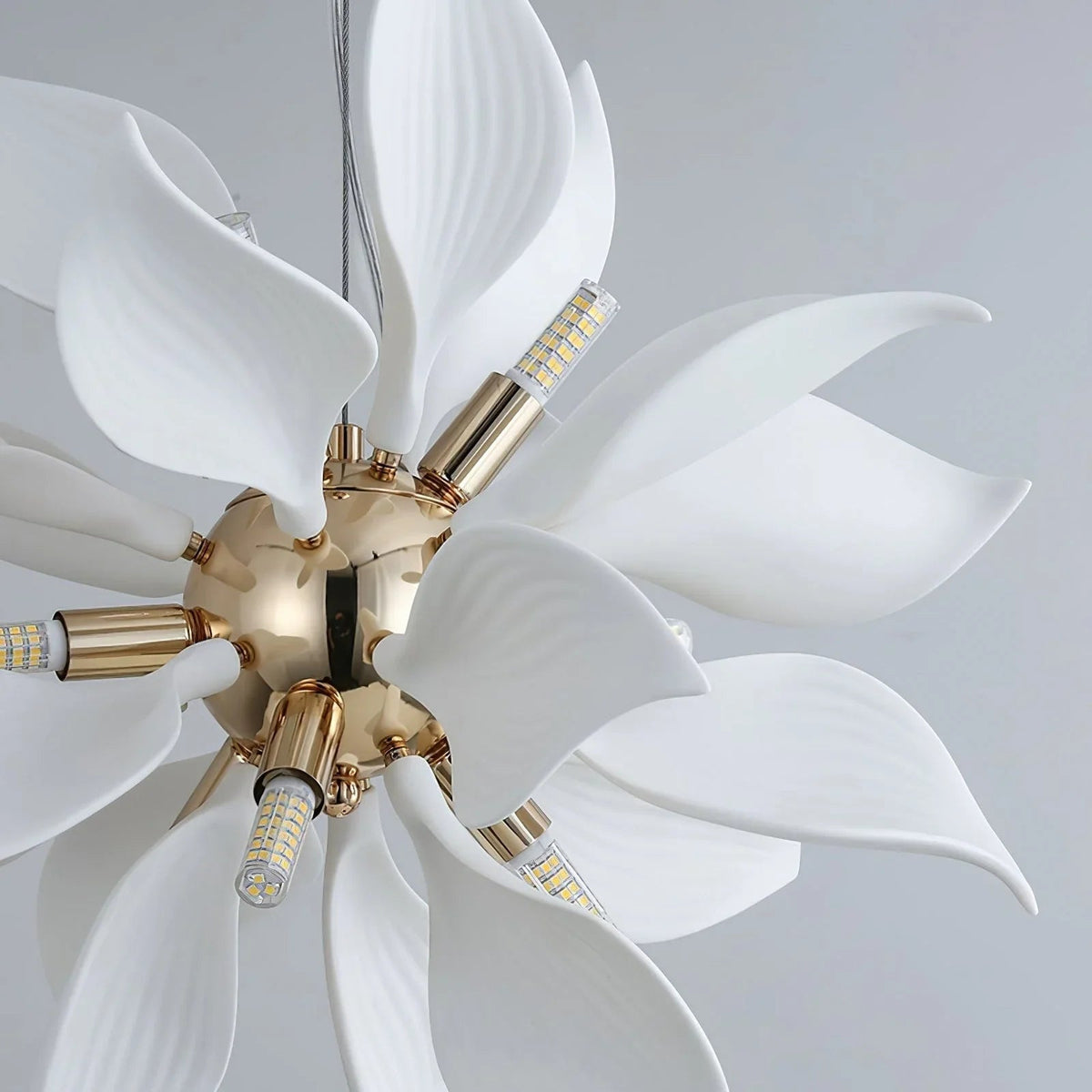 Ceramic Petals Blooming Iron Chandelier – Iron detail 16