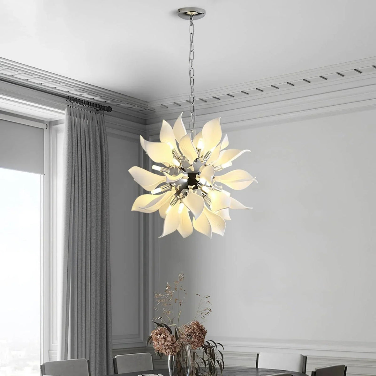 Ceramic Petals Blooming Iron Chandelier – Iron detail 3