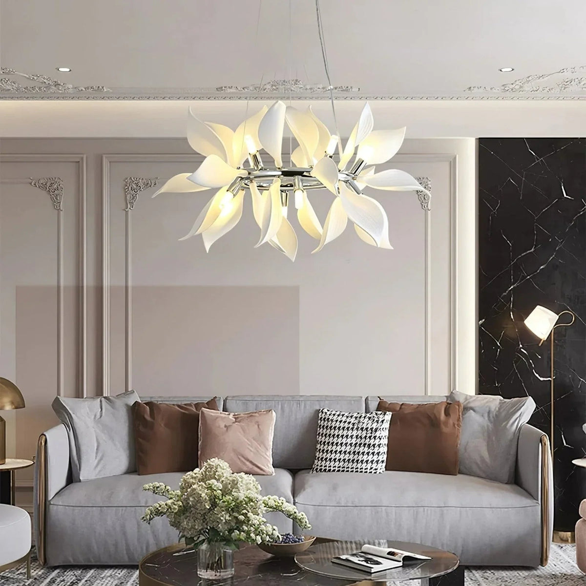 Ceramic Petals Blooming Iron Chandelier – Iron detail 5