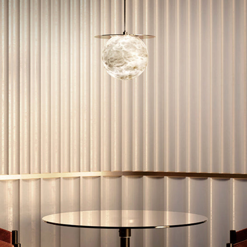 Alabaster Globe Disc Pendant Light – Alabaster detail 4