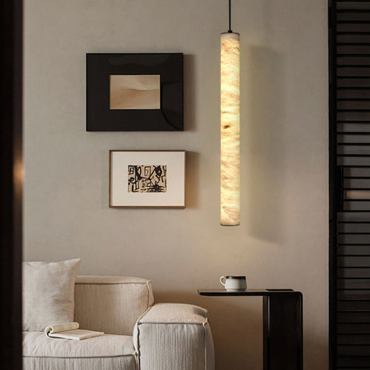 Minimalist Alabaster Tube Pendant Light