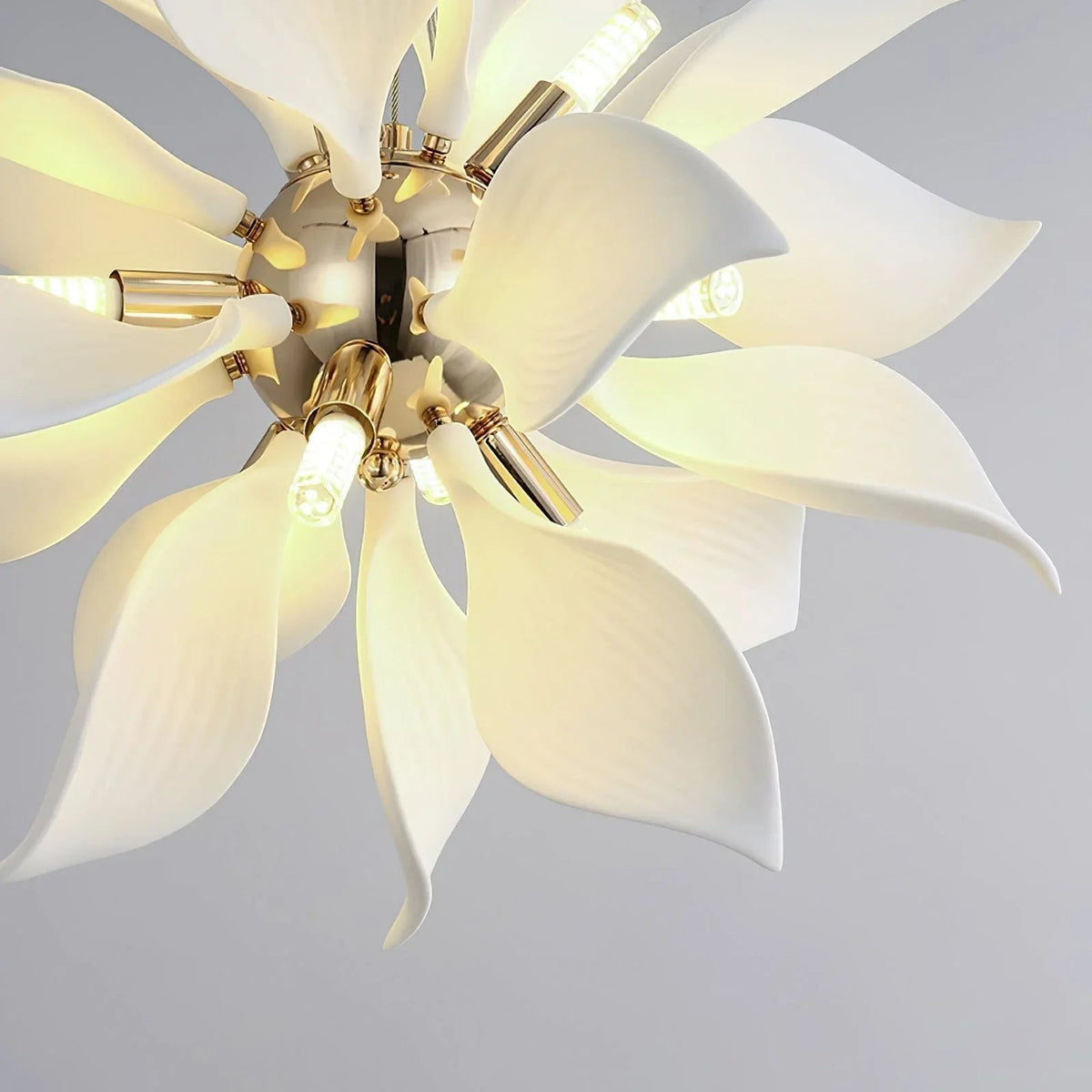 Ceramic Petals Blooming Iron Chandelier – Iron detail 12