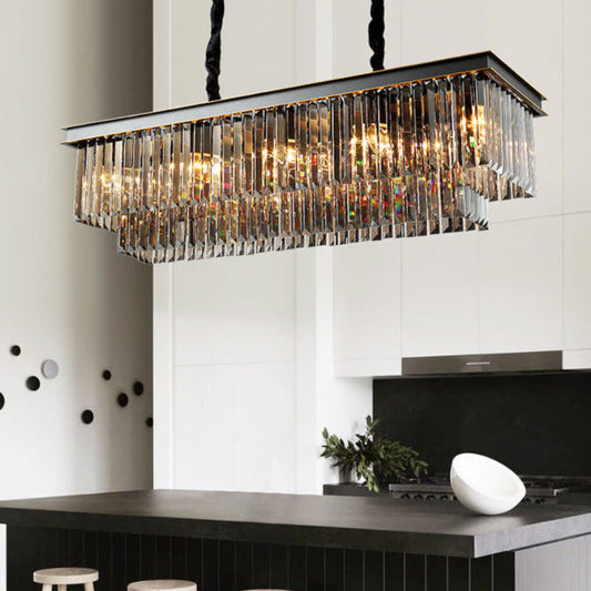 Smoked Crystal Rectangular Chandelier