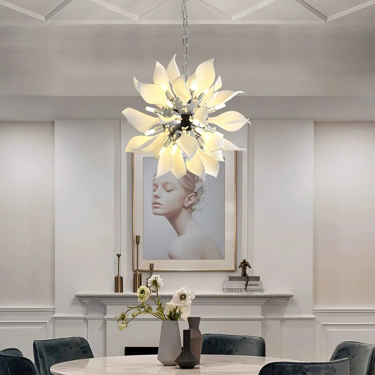 Ceramic Petals Blooming Iron Chandelier – Iron detail 10