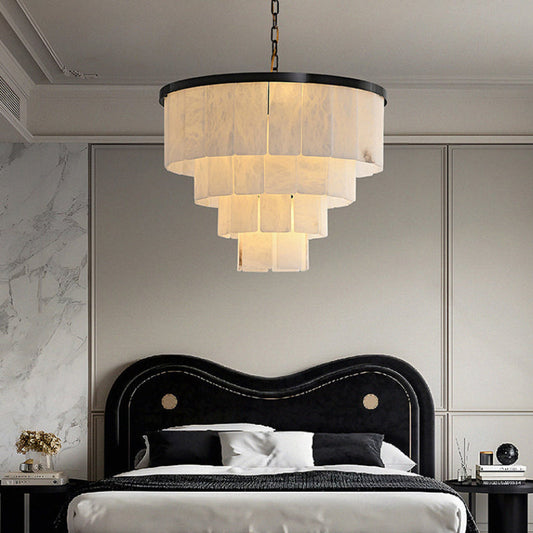 Modern Tiered Alabaster Chandelier