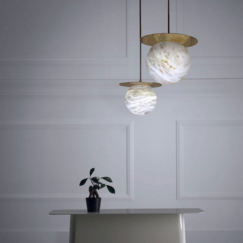 Alabaster Globe Disc Pendant Light