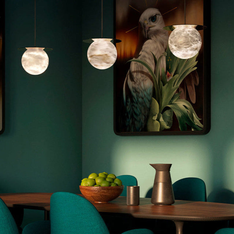 Alabaster Globe Disc Pendant Light – Alabaster detail 5