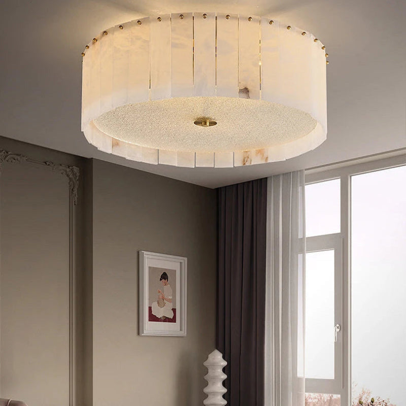 Modern Drum Alabaster Ceiling Light – Alabaster detail 3