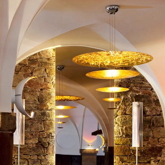 Gold Tiered Discs Chandelier