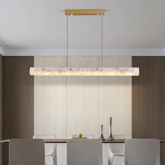 Modern Minimalist Linear Alabaster Chandelier